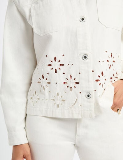 Veste en jean brodée blanc femme