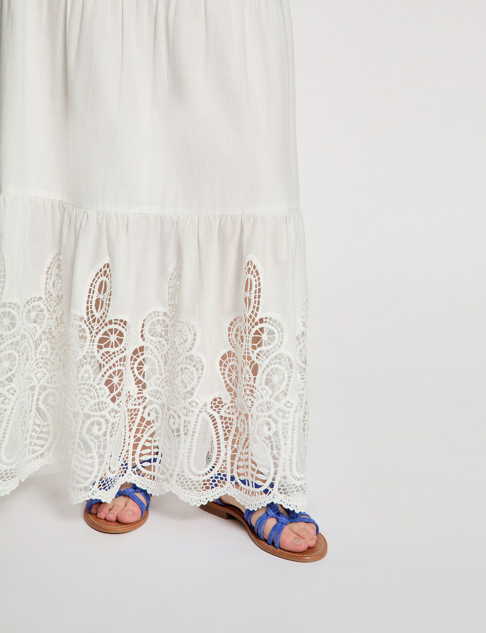 Maxi skirt lace detail white women