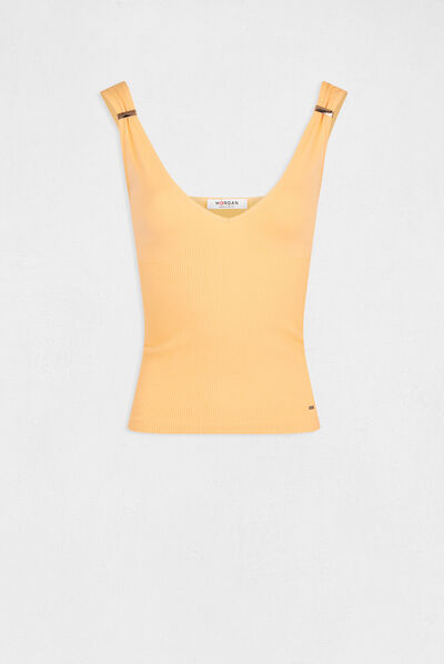 Vest top with wide straps and ornaments orange ladies'