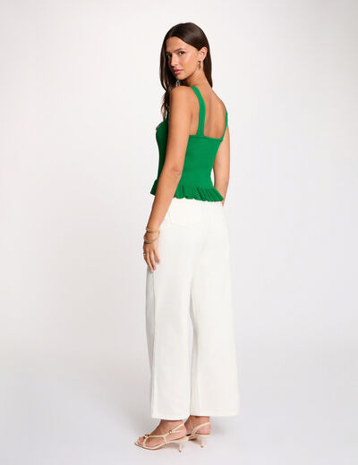 Fitted square-neck tank top meadow green women