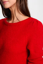 Pull col rond manches longues rouge femme