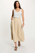 High-waisted long skirt beige women