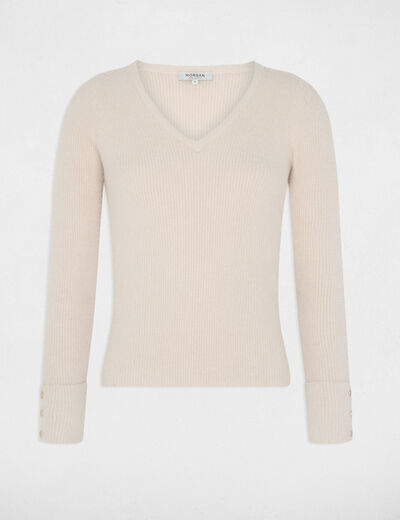 Long-sleeved jumper with fluffy knit light pink ladies'