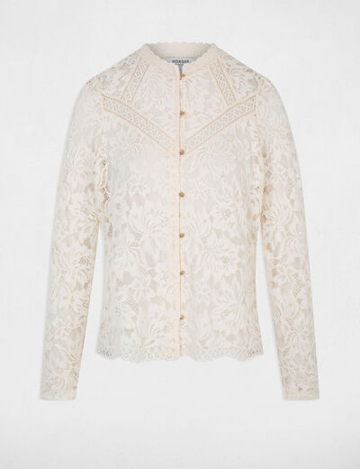 Lace high neck t-shirt ivory women