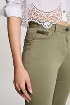Pantalon slim taille standard vert kaki femme