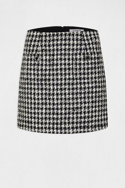 A-line skirt with houndstooth print black ladies'