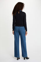 Sweater with a turned-down collar navy blue women