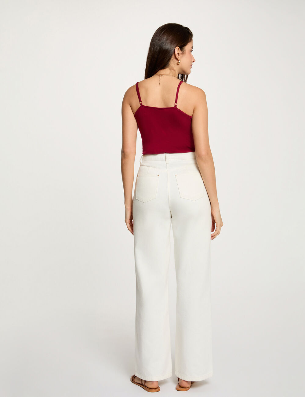 Lace-trimmed V-neck camisole bordeaux women
