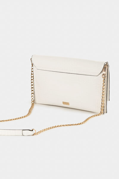 Clutch bag with croc effect white ladies'