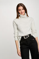 Jumper turtleneck with buttons light grey women