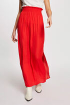 Flowy long skirt with elastic waist dark orange women