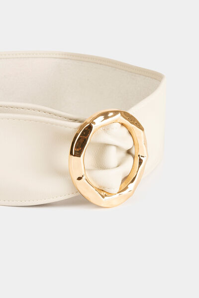 Belt with round buckle beige ladies'