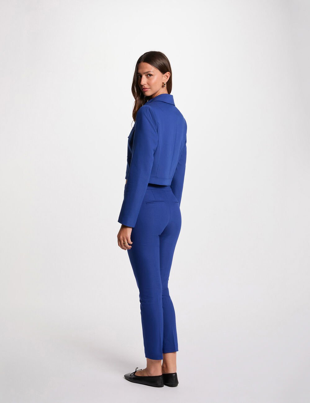 Short buttoned jacket electric blue women