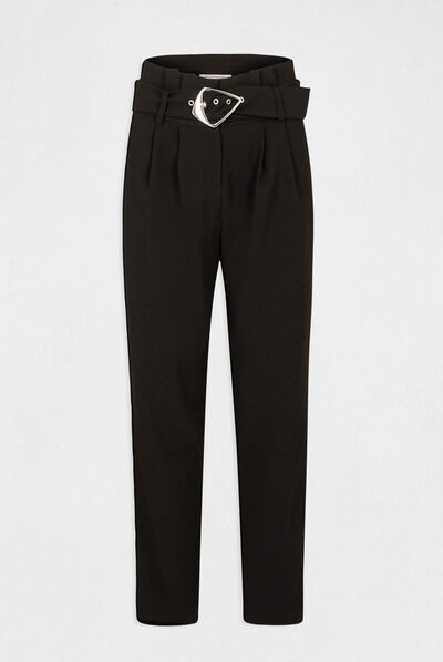 Cropped paperbag trousers black ladies'