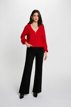 Fitted V-neck cardigan red women