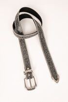 Belt with rhinestones and chains light grey women