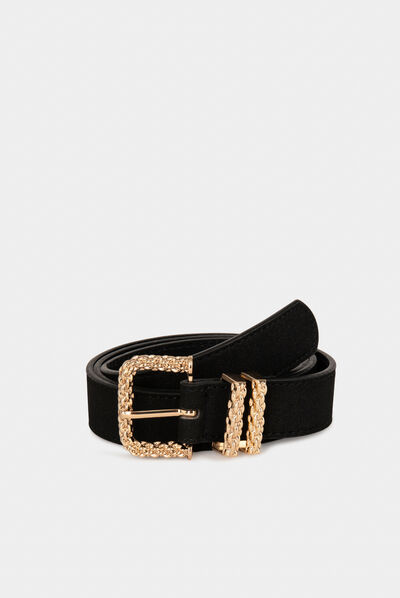 Belt with twin keepers black ladies'