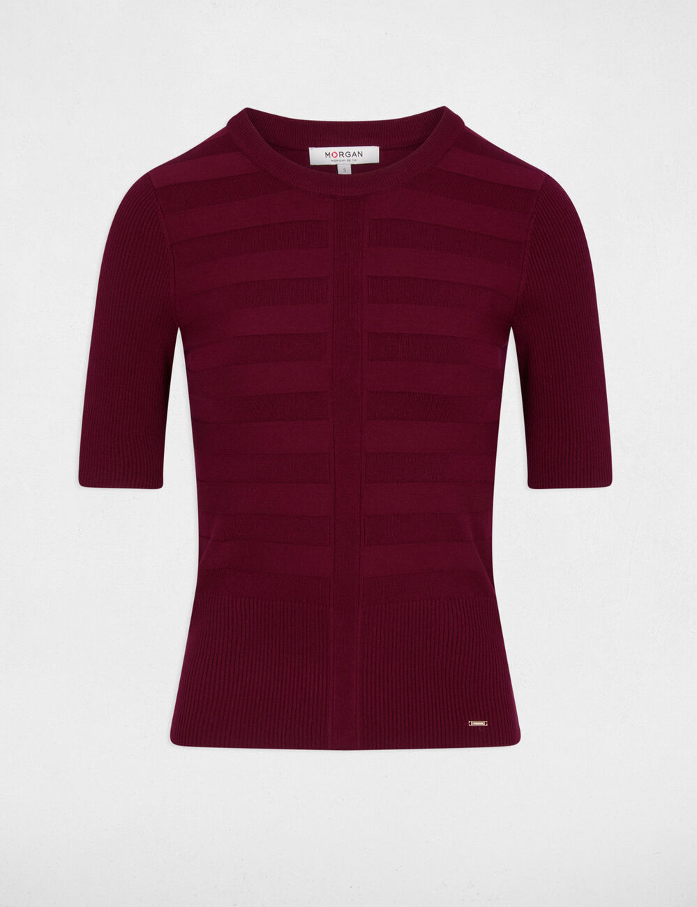Jumper with short sleeves bordeaux women
