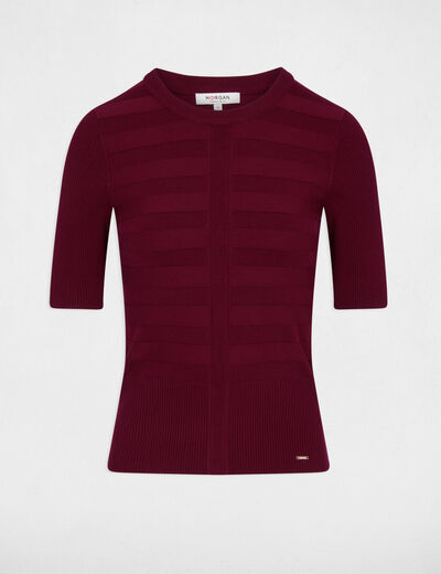 Jumper with short sleeves bordeaux women