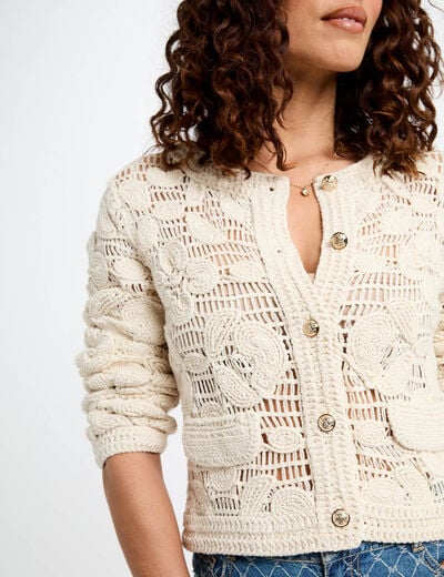 Long-sleeved cardigan ivory women