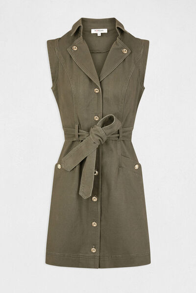 Straight buttoned and belted dress  ladies'