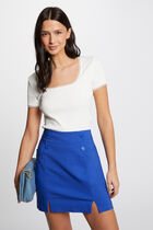 Mini skirt with buttons electric blue women