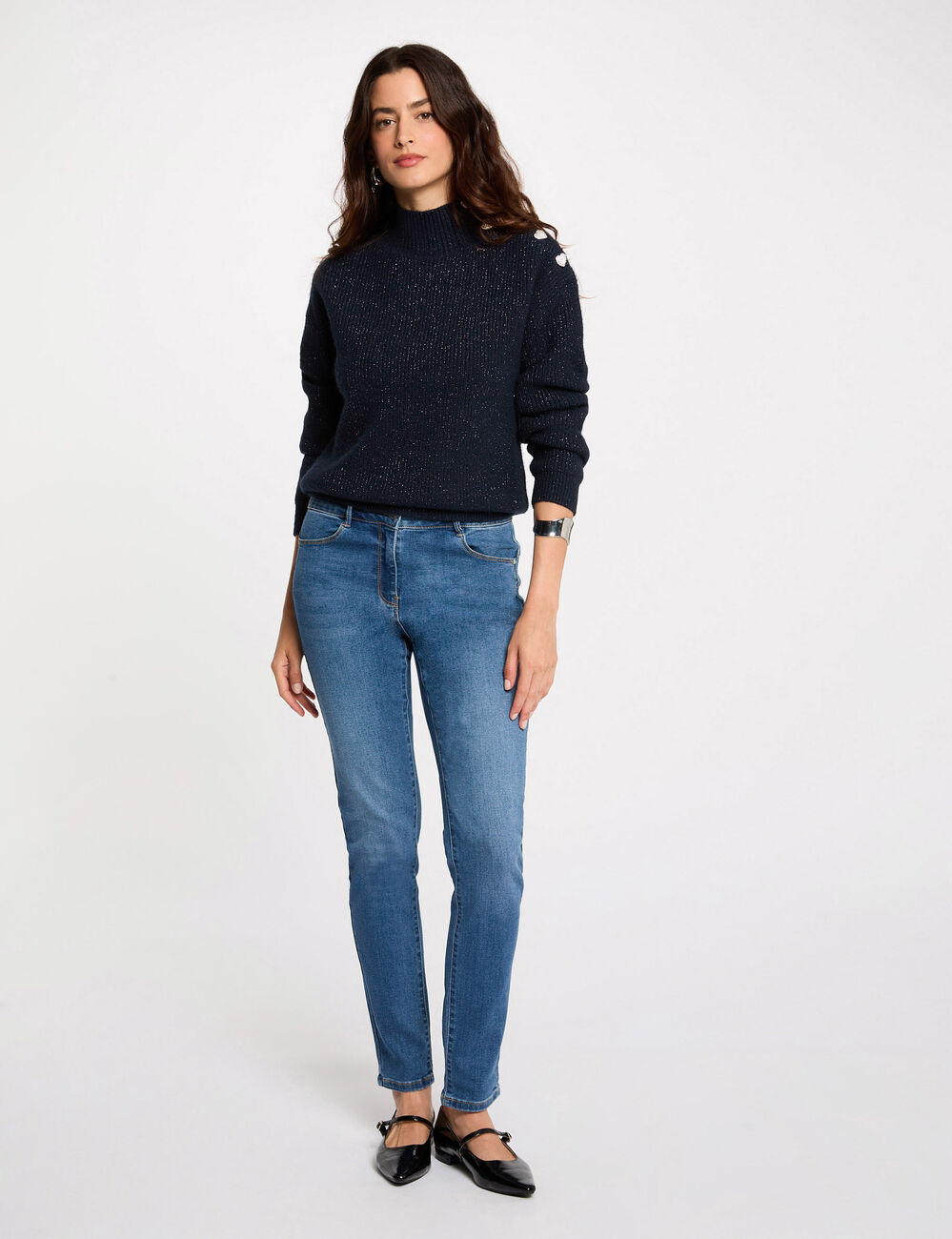 Standard waisted slim jeans denim stone women