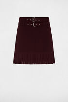 Mini pleated skirt plum women