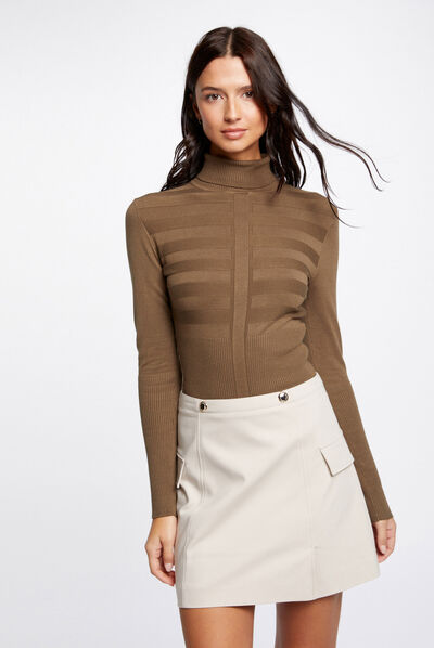 Long-sleeved jumper turtleneck dark green ladies'