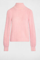 Pull col montant rose femme