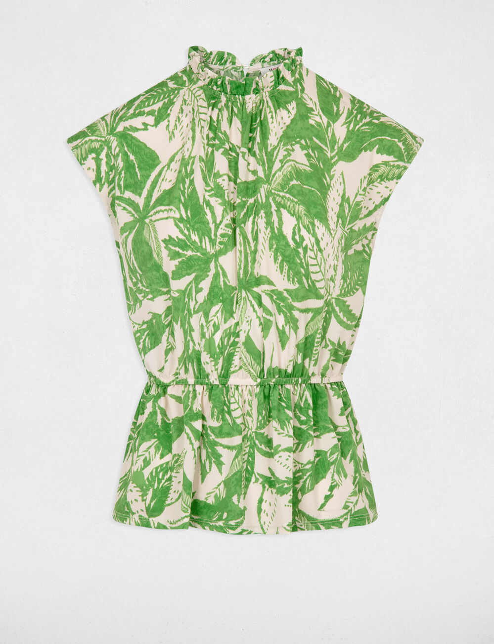 Waisted short-sleeved t-shirt multicolored women