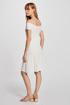 Knee-length skater knitted dress ecru women
