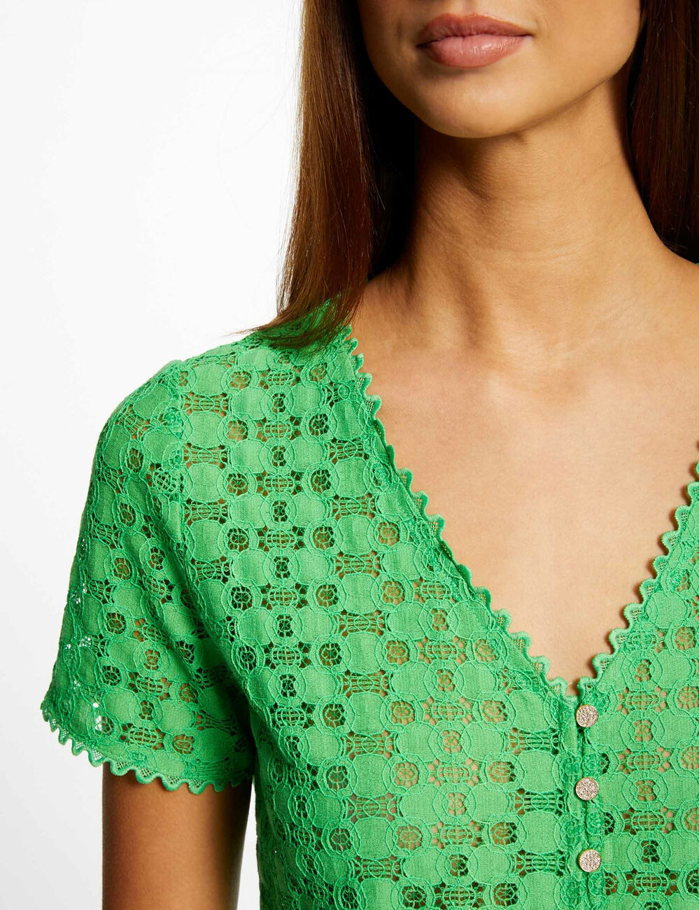Short-sleeved t-shirt with lace green women