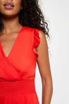 Sleeveless loose straight dress bright red women