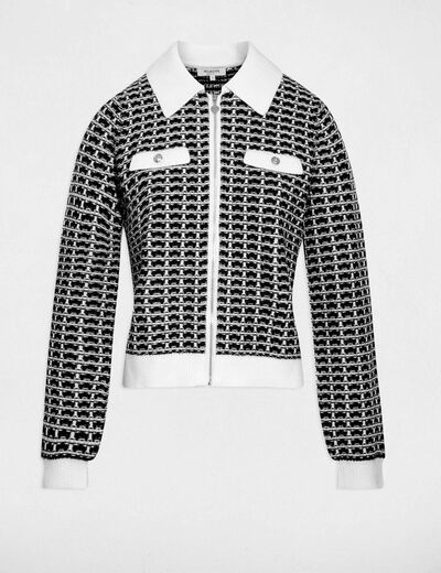 Chevron jacquard jacket black women