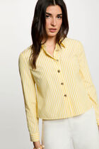 Cropped striped shirt light yellow women