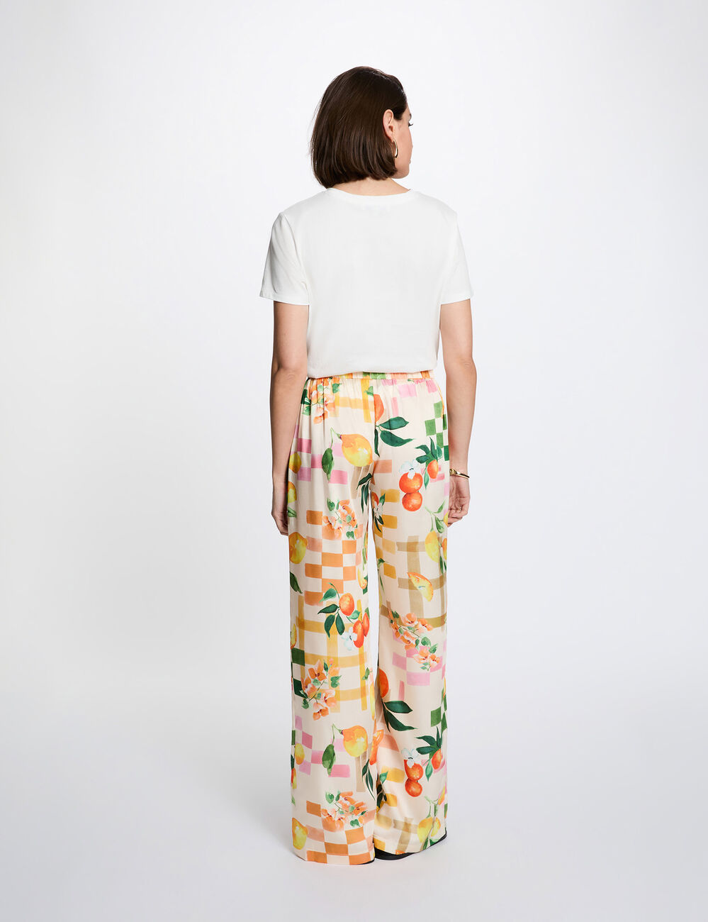 Embroidered round neck t-shirt white women