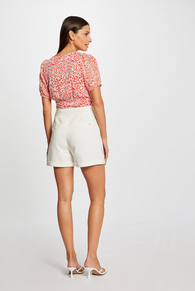 Short-sleeved t-shirt abstract print orange ladies'