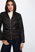 Satin reversible puffer jacket bronze color women