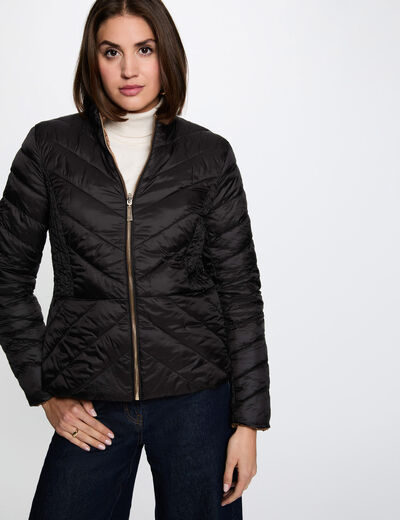 Satin reversible puffer jacket bronze color women