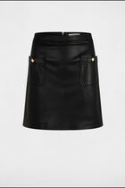 Jupe courte simili cuir noir femme