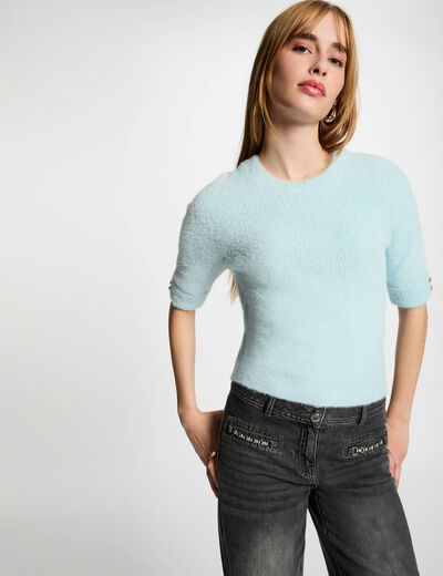 Short-sleeved jumper sky blue women