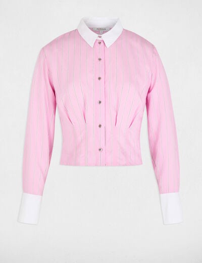 Fitted shirt with V-neck pink women