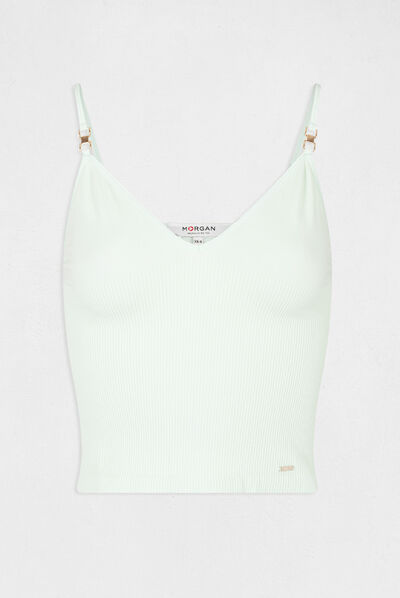 Vest top with thin straps and V-neck light green ladies'