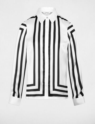 Striped long-sleeved shirt white women