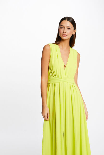 Maxi A-line dress with slit aniseed ladies'
