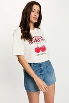 Printed t-shirt with round neck white women