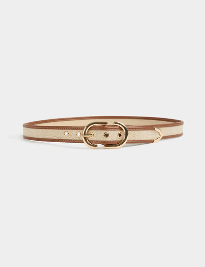 Thin two-tone belt beige women