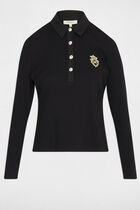 Fitted knit with folded collar black women