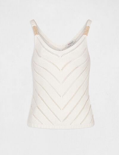 Jumper vest top with metal ornaments ecru women
